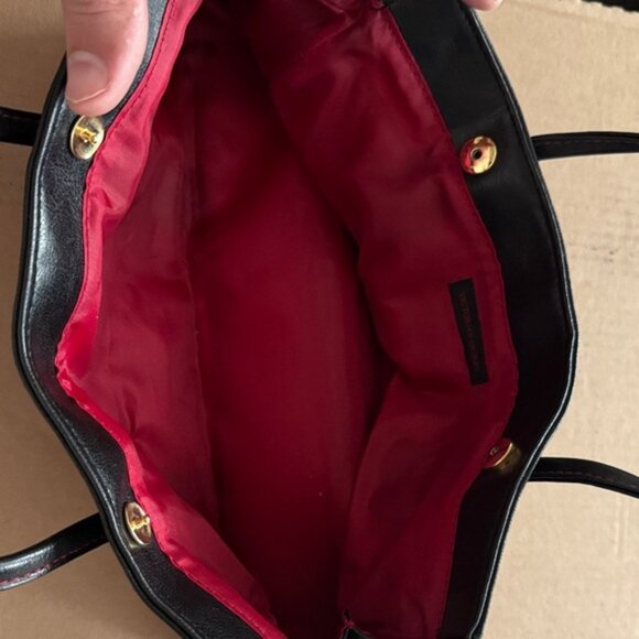 Victoria's Secret Black Faux Leather bag with Red Stitching - Picture 4 of 4